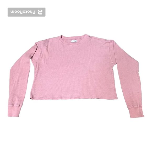 TNA Tops - Aritzia TNA boxy hip length pink thermal top, SIZE SMALL